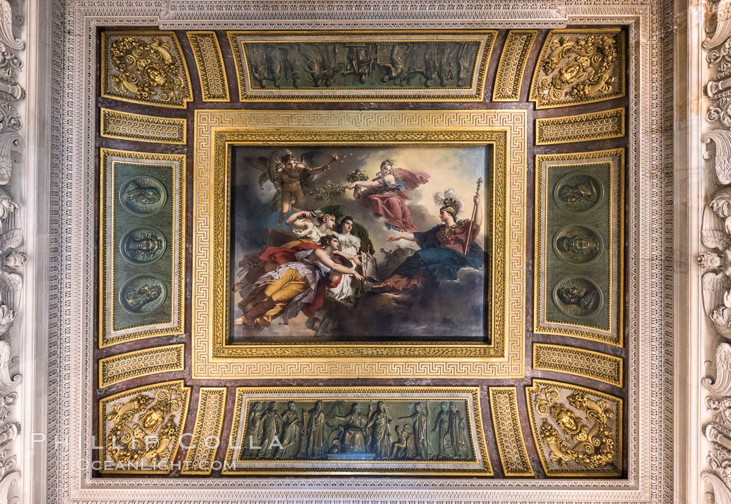Ceiling detail, Musee du Louvre. Paris, France, natural history stock photograph, photo id 28038