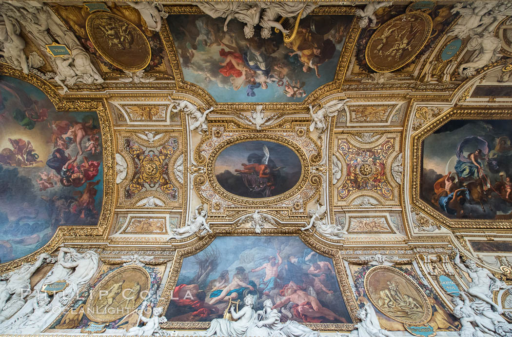 Ceiling detail, Musee du Louvre. Paris, France, natural history stock photograph, photo id 28040