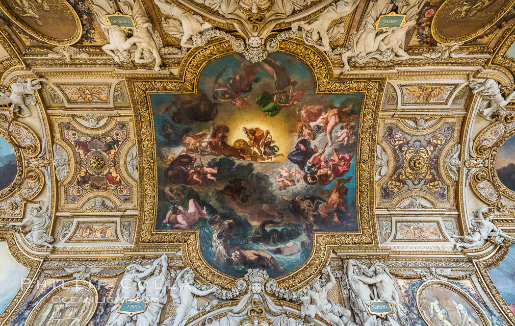 Ceiling detail, Musee du Louvre. Paris, France, natural history stock photograph, photo id 28043