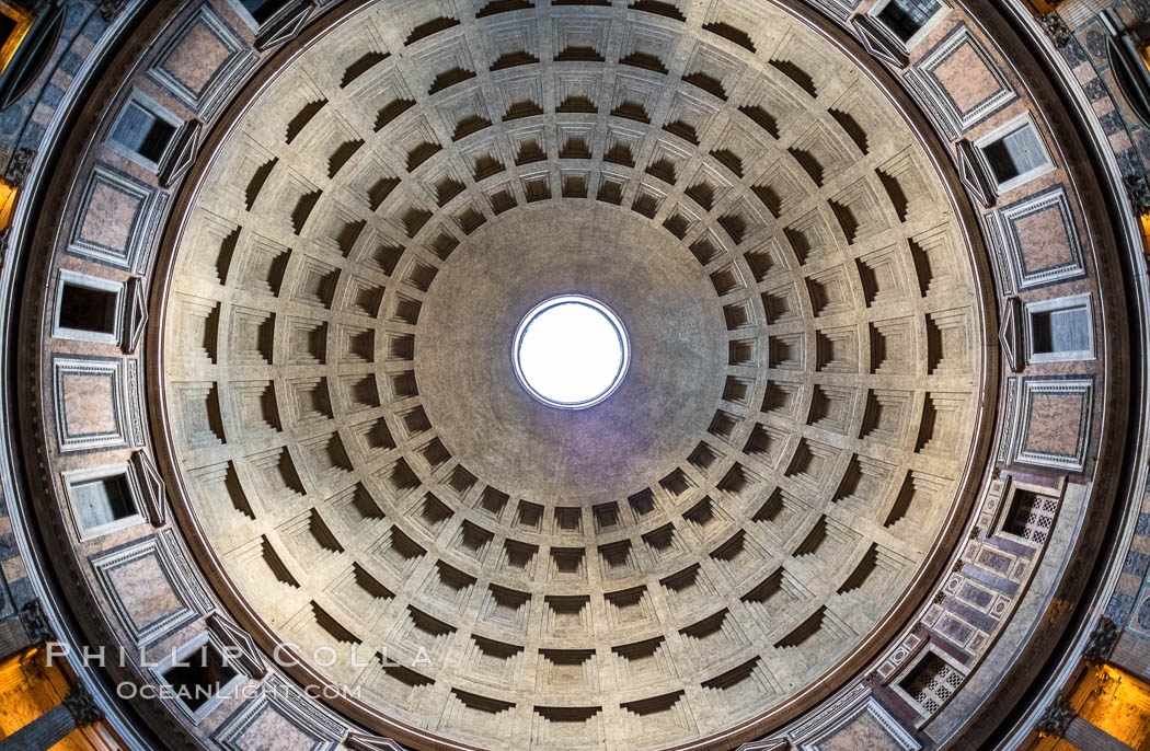 The Ceiling of the Pantheon, Rome. Italy, natural history stock photograph, photo id 35548