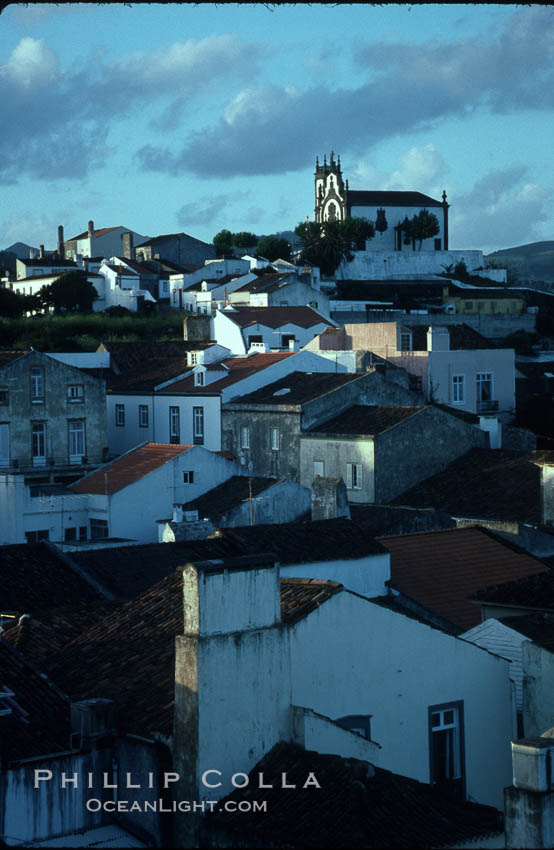 Chapel of Mae de Deus rises above Ponta Delgada. Sao Miguel Island, Azores, Portugal, natural history stock photograph, photo id 05477