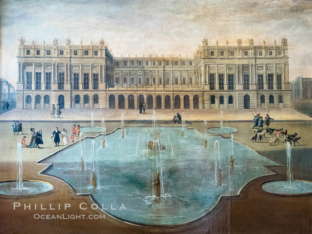 Chateau Versailles viewed from the gardens, 1675, France 17th Century, Chateau de Versailles, Paris., natural history stock photograph, photo id 35674
