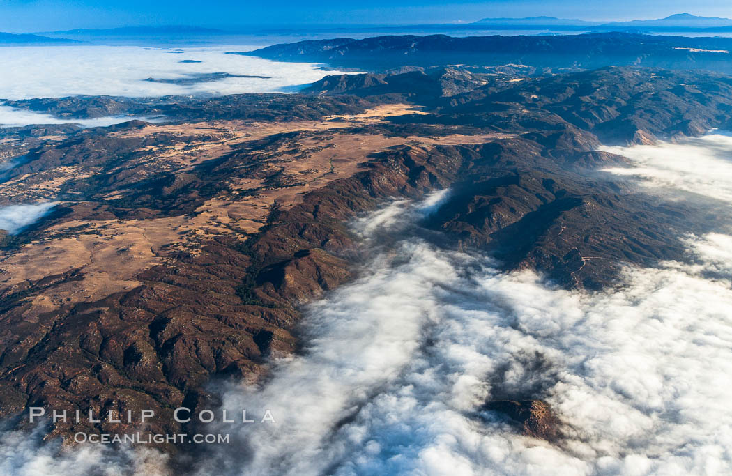 Clouds and mountains, San Diego mountains near Rancho Guejito and Black Mountain, sunrise