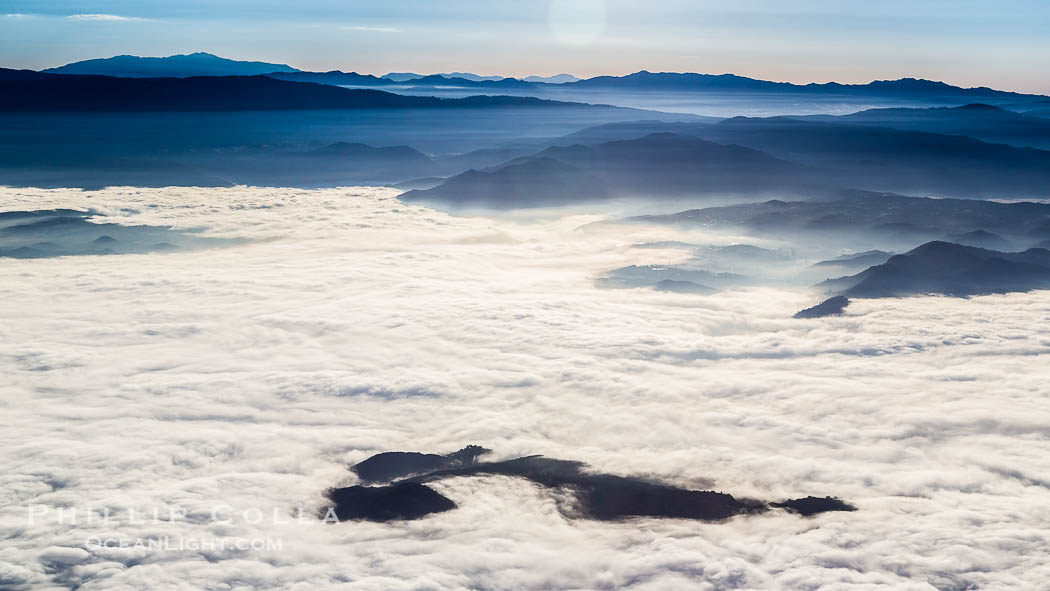Clouds and mountains, San Diego mountains east of Ramona, sunrise., natural history stock photograph, photo id 27908