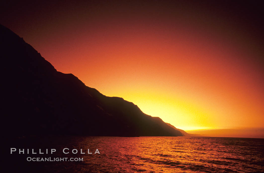 Clouds at sunset, rich warm colors and patterns, San Clemente Island