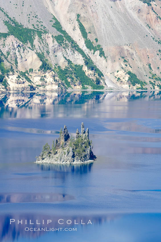 Phantom Ship, Crater Lake. Crater Lake is the six-mile wide lake inside the collapsed caldera of volcanic Mount Mazama. Crater Lake National Park, Oregon, USA, natural history stock photograph, photo id 13941