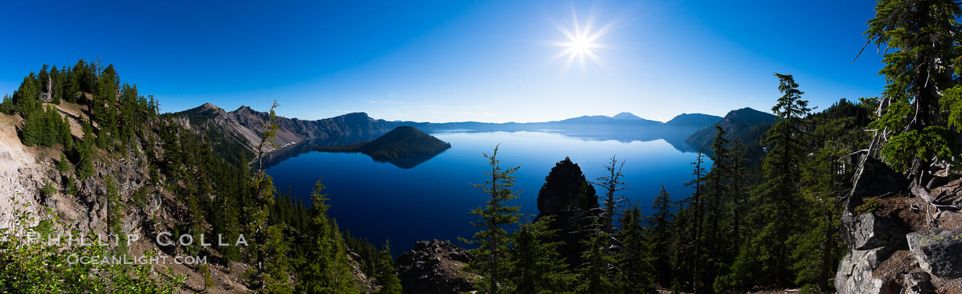 Panoramic photo of Crater Lake National Park. Oregon, USA, natural history stock photograph, photo id 28675