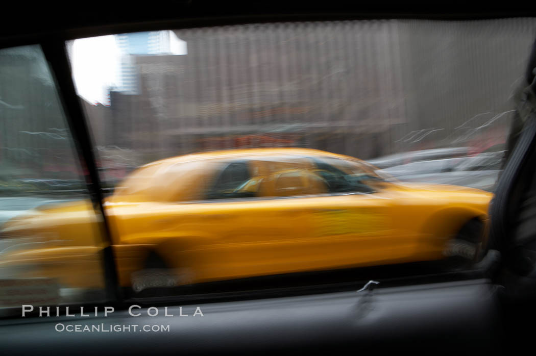 Crazy taxi ride through the streets of New York City. Manhattan, USA, natural history stock photograph, photo id 11194
