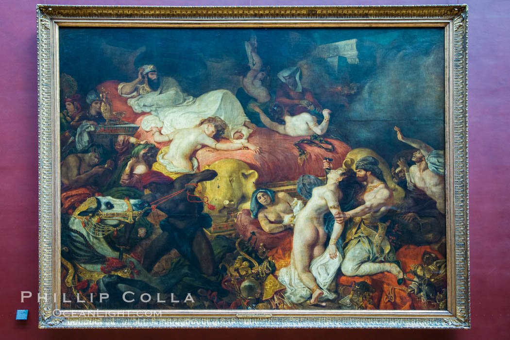 Death of Sardanapalus, La Mort de Sardanapale, oil painting on canvas, 1827 by Eugene Delacroix. Musee du Louvre. Paris, France, natural history stock photograph, photo id 28221