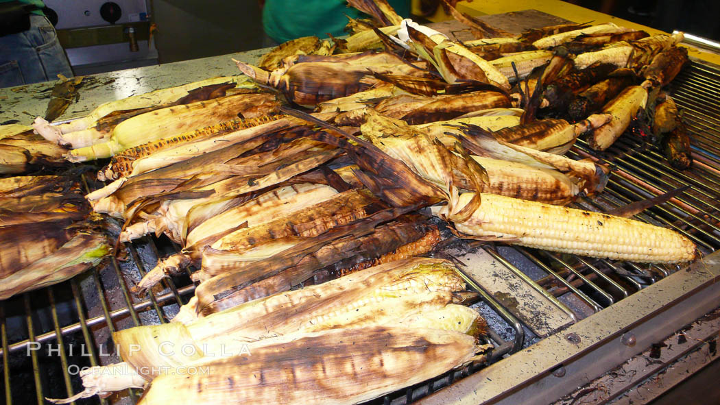 Grilled corn, corn cobs. Del Mar Fair, California, USA, natural history stock photograph, photo id 20878