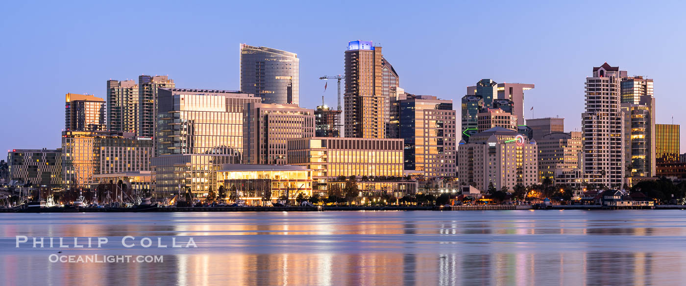 Downtown San Diego Skyline and Waterfront at Sunrise. California, USA, natural history stock photograph, photo id 40049