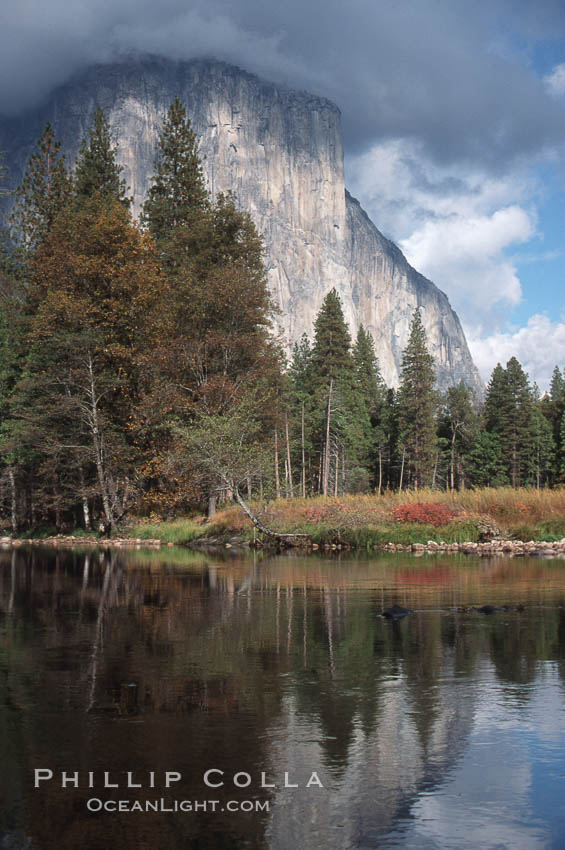 El Capitan and Merced River, Yosemite Valley. Yosemite National Park, California, USA, natural history stock photograph, photo id 05417