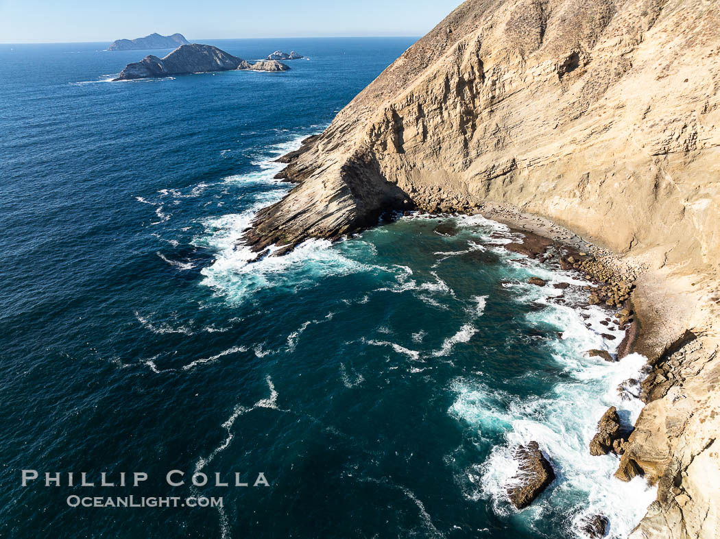 Elephant Seal Cove and South Coronado Island, viewed from the south, with Middle Island and North Island in the distance., natural history stock photograph, photo id 40749