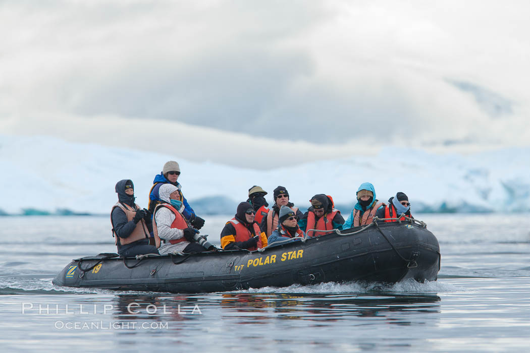 Enjoying a zodiac ride in Neko Harbor, Antarctica. Antarctic Peninsula, natural history stock photograph, photo id 25666