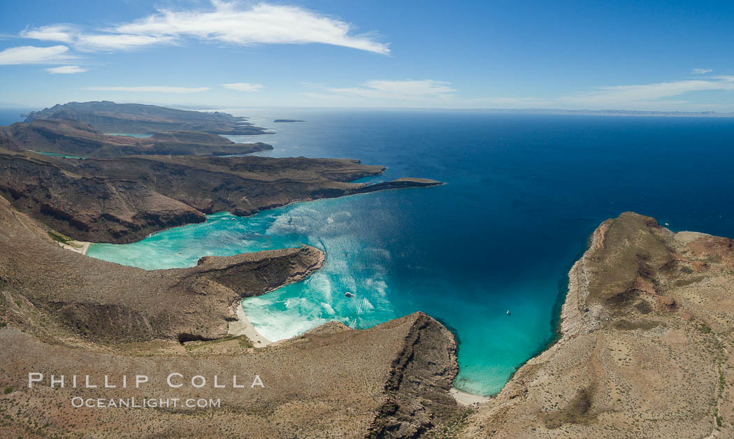 Ensenada Grande, Isla Partida, Sea of Cortez, aerial photo. Baja California, Mexico, natural history stock photograph, photo id 32445