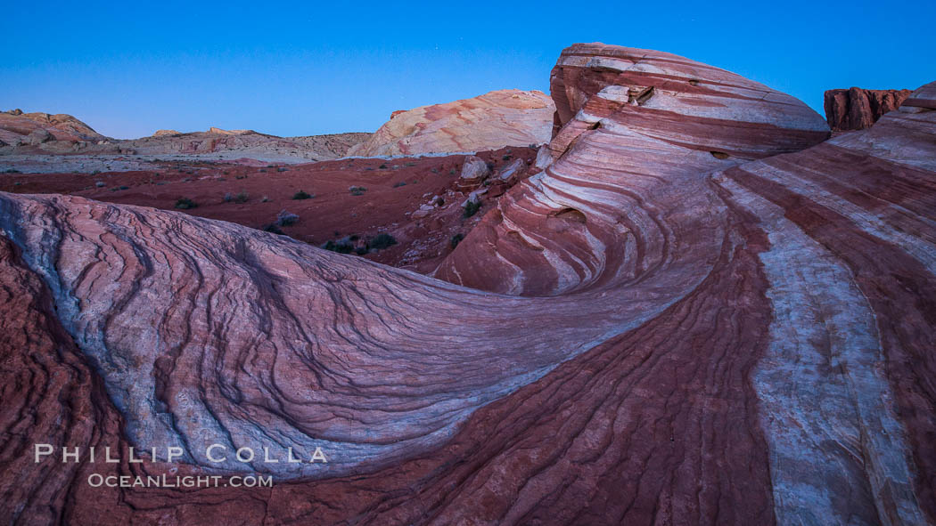 The Fire Wave at night, lit by the light of the moon. Valley of Fire State Park, Nevada, USA, natural history stock photograph, photo id 28433
