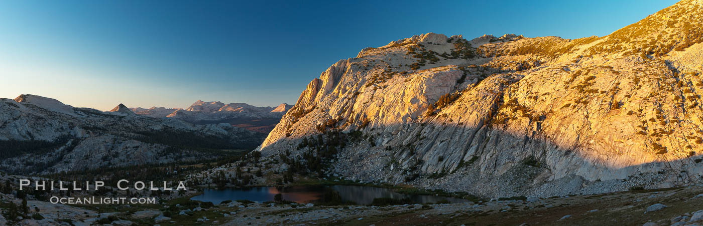 Fletcher Peak (11410') at sunset, viewed from the approach to Vogelsang Peak, panoramic view. Yosemite National Park, California, USA, natural history stock photograph, photo id 25754