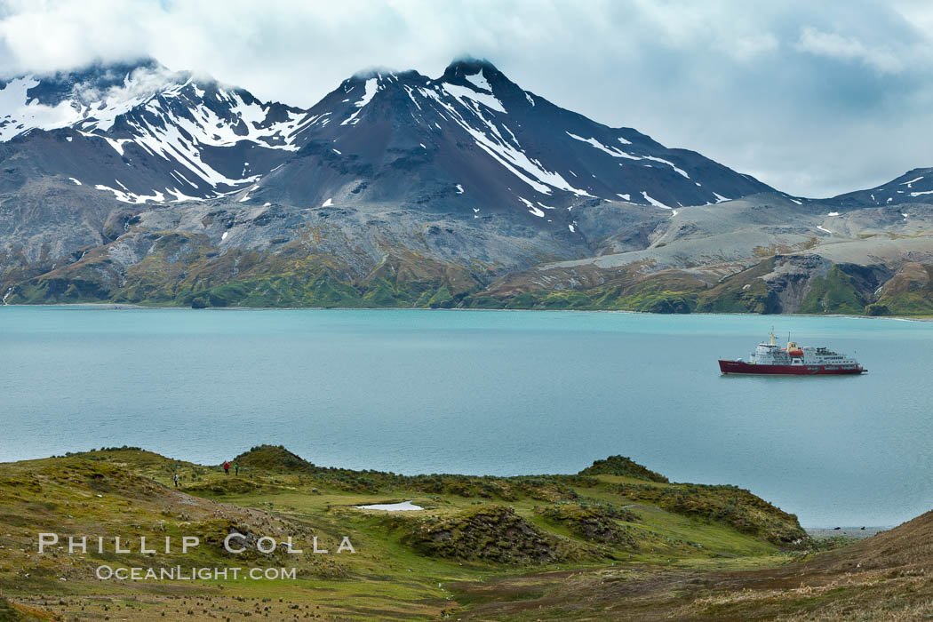 Fortuna Bay, with icebreaker M/V Polar Star at anchor. South Georgia Island, natural history stock photograph, photo id 24593