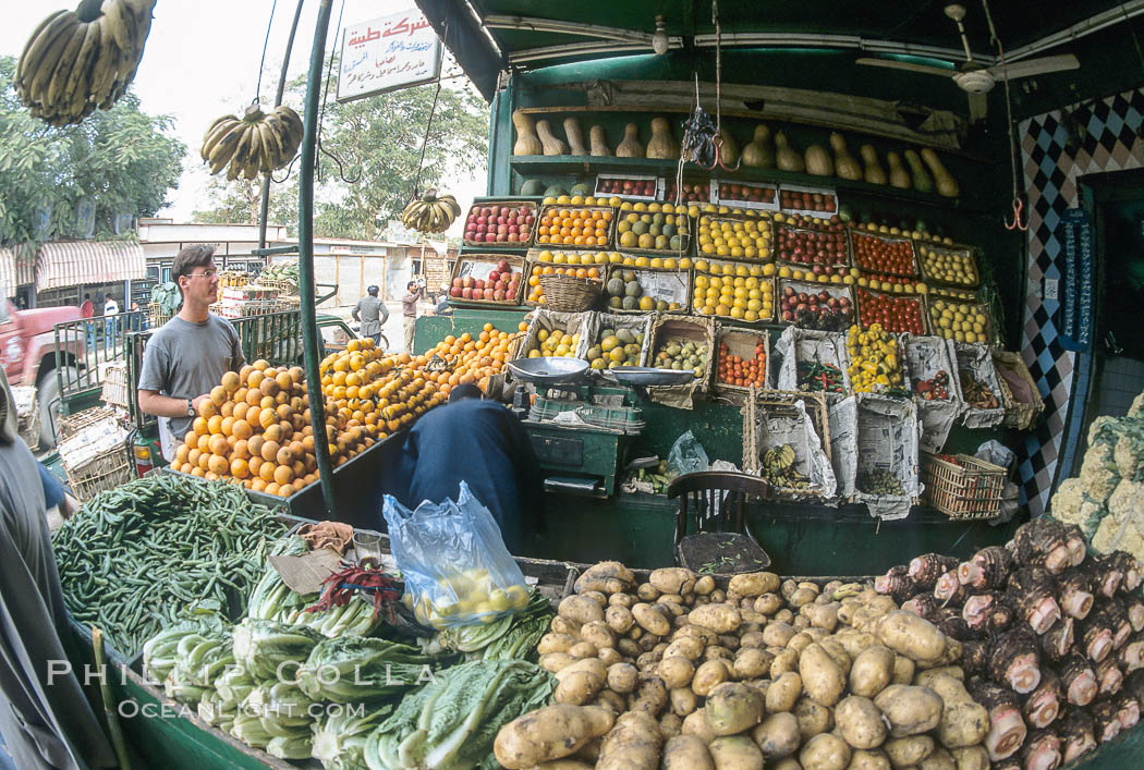 Fruit and vegetable vendor. Luxor, Egypt, natural history stock photograph, photo id 18496