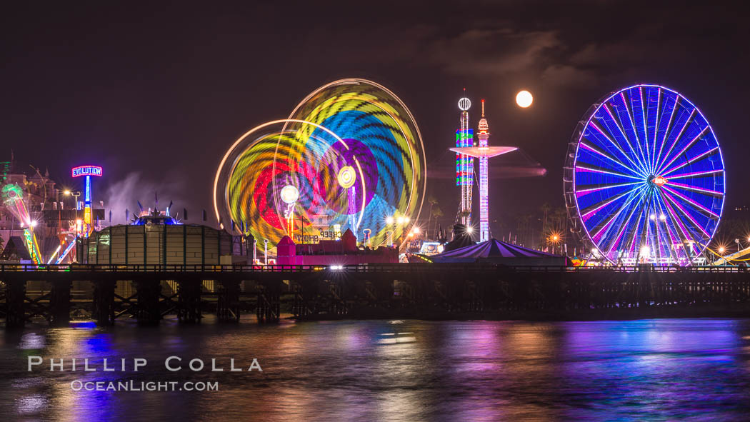 Full moon rising at night over the San Diego County Fair.  Del Mar Fair at night. California, USA, natural history stock photograph, photo id 31030