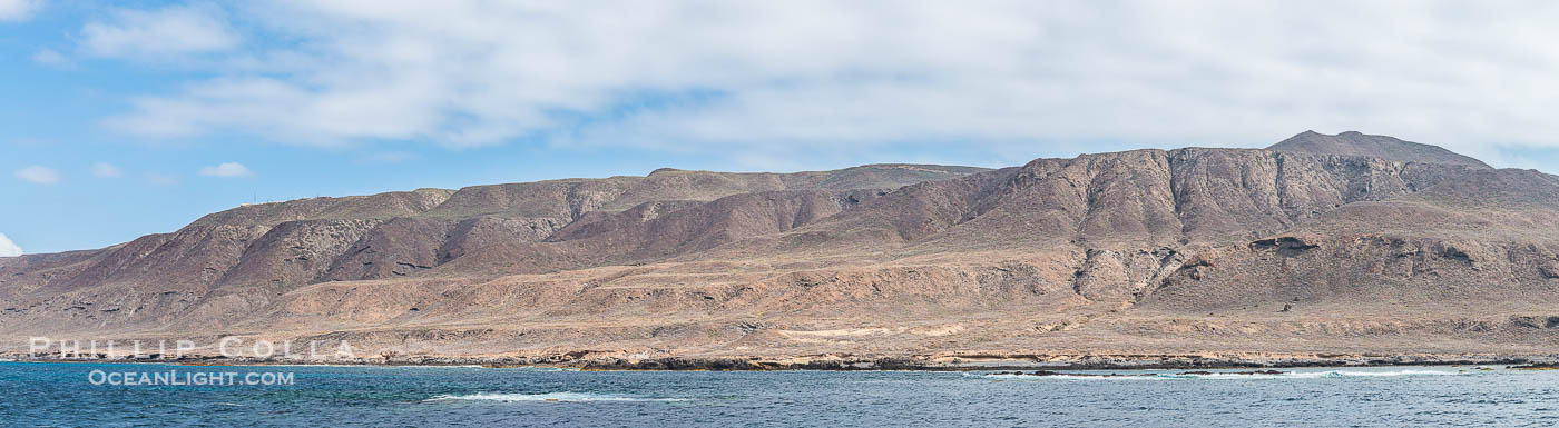 Geologic Terraces, San Clemente Island.  Multiple terraces on the island are seen, formed as the ocean level changes over eons. Panoramic photo., natural history stock photograph, photo id 30859