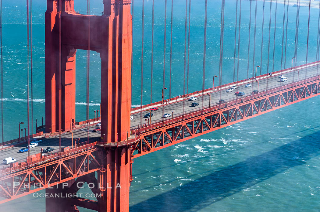 Commuter traffic crosses the Golden Gate Bridge, viewed from the Marin Headlands. San Francisco. California, USA, natural history stock photograph, photo id 09068