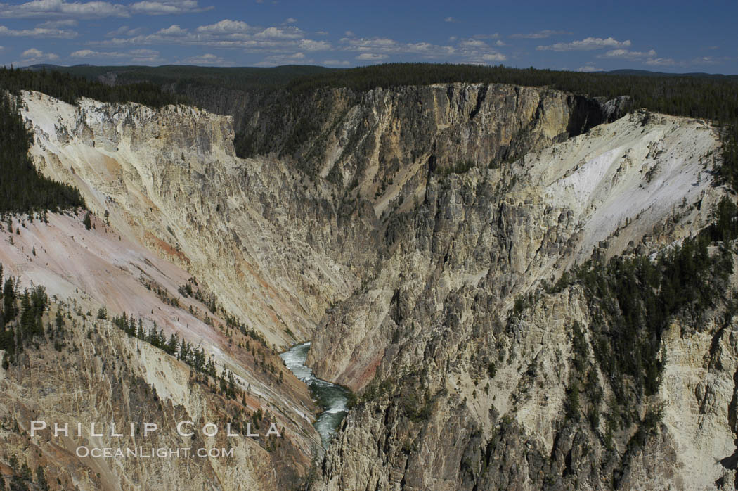 The Yellowstone River flows through the Grand Canyon of the Yellowstone, late afternoon looking east from Inspiration Point. Yellowstone National Park, Wyoming, USA, natural history stock photograph, photo id 07368