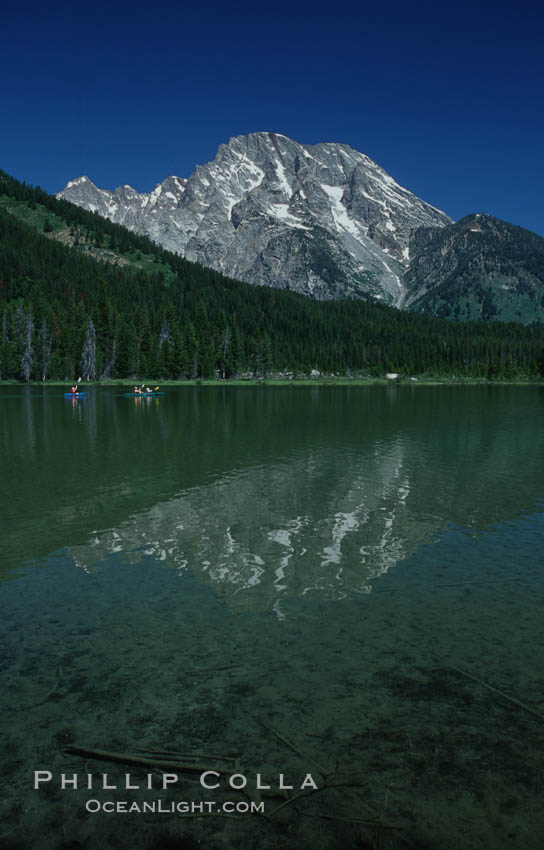 Mount Moran rises above String Lake. Grand Teton National Park, Wyoming, USA, natural history stock photograph, photo id 07403