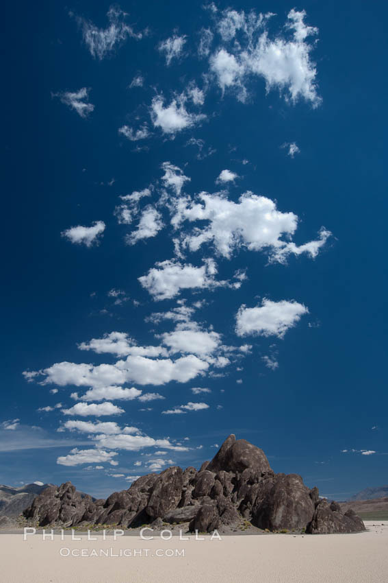 The Grandstand, standing above dried mud flats, on the Racetrack Playa in Death Valley., natural history stock photograph, photo id 25312