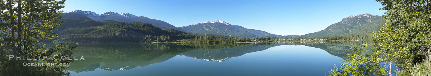 Green Lake panorama. Whistler, British Columbia, Canada, natural history stock photograph, photo id 21006