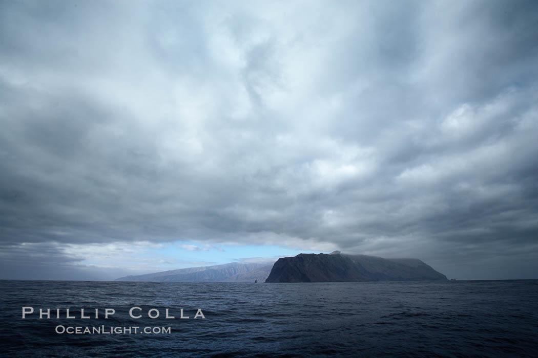 Guadalupe Island, dark and gloomy clouds, northern approach, Guadalupe Island (Isla Guadalupe)