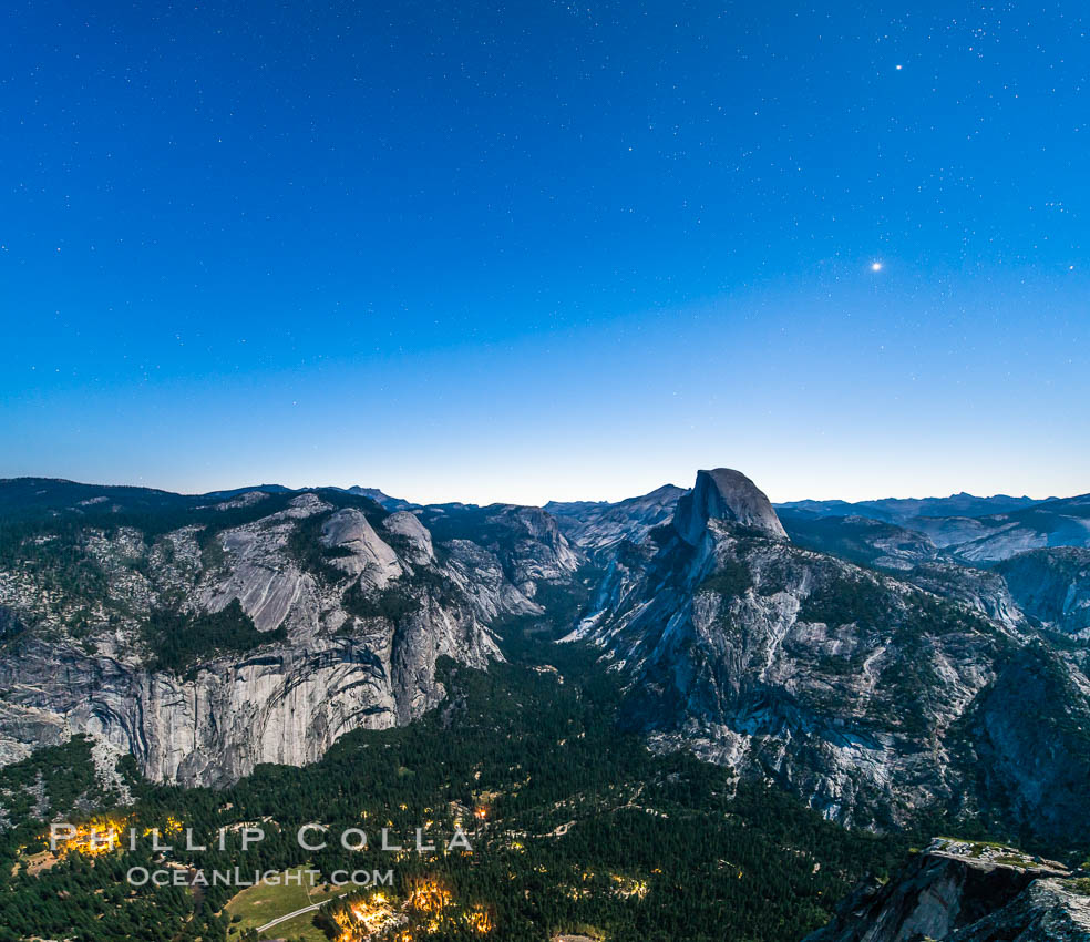 Half Dome and nighttime stars, viewed from Glacier Point. Yosemite National Park, California, USA, natural history stock photograph, photo id 27952