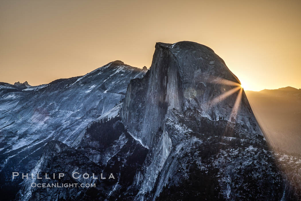 Half Dome at sunrise, viewed from Glacier Point. Yosemite National Park, California, USA, natural history stock photograph, photo id 27737