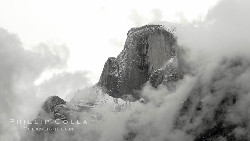 Half Dome surrounded by storm clouds. Yosemite National Park, California, USA, natural history stock photograph, photo id 22747