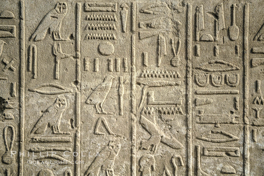 Heiroglyphics. Luxor, Egypt, natural history stock photograph, photo id 02579