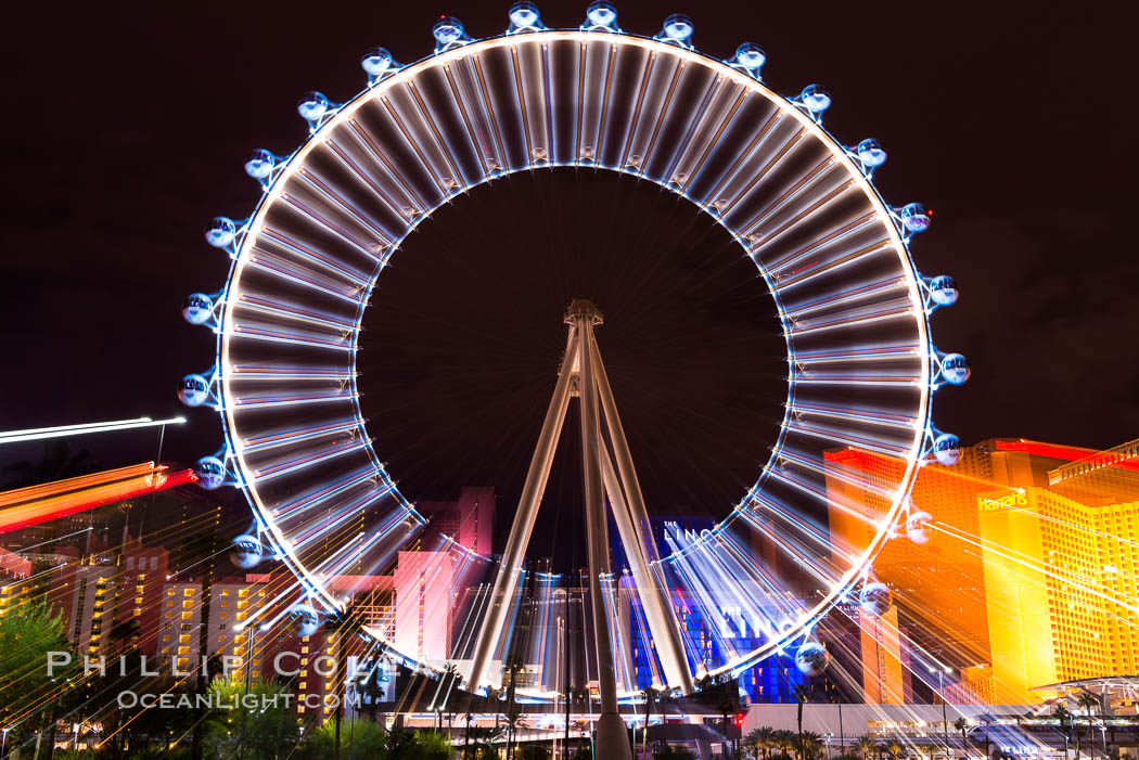 High Roller Ferris Wheel at Night, Las Vegas, Nevada. USA, natural history stock photograph, photo id 32654