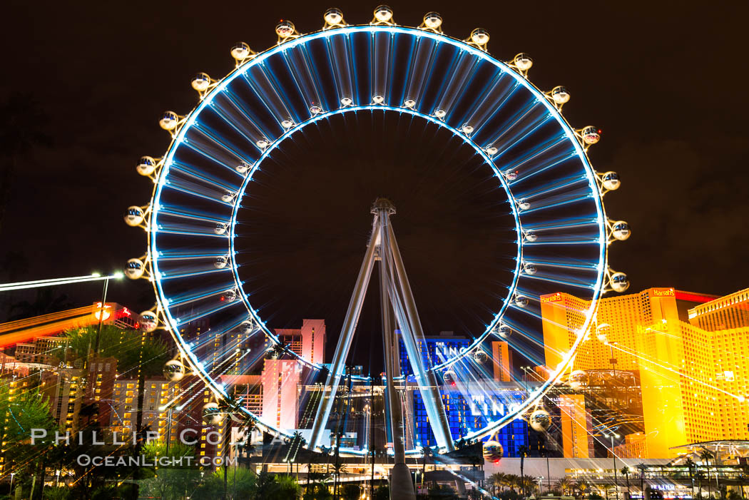 High Roller Ferris Wheel at Night, Las Vegas, Nevada. USA, natural history stock photograph, photo id 32655