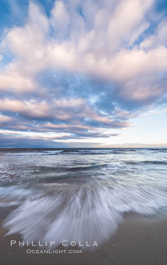 Hospital Point, La Jolla, dawn, sunrise light and approaching storm clouds