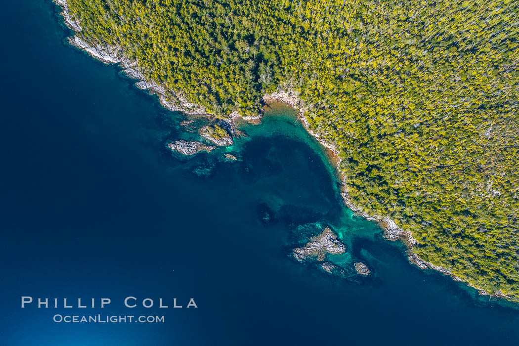 Hurst Island coastline aerial photo, God's Pocket Provincial Park, Vancouver Island, British Columbia, Canada., natural history stock photograph, photo id 34478