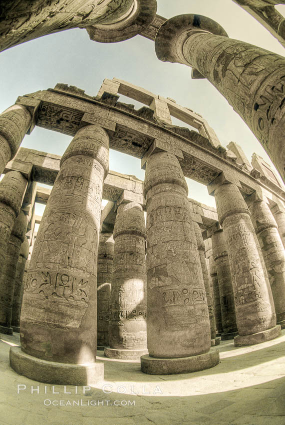 Hypostyle hall, Karnak Temple, Luxor, Eqypt. Egypt, natural history stock photograph, photo id 02584