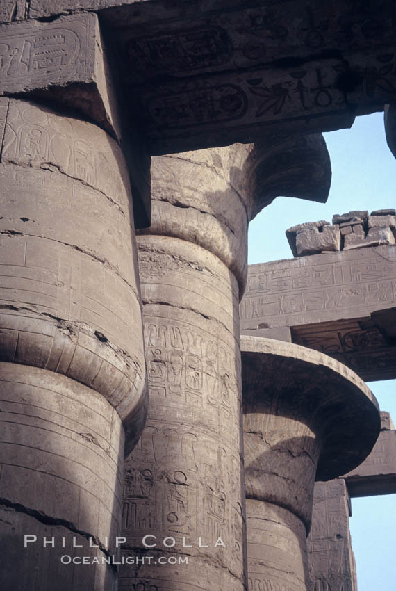 Hypostyle hall, Karnak Temple. Luxor, Egypt, natural history stock photograph, photo id 02593