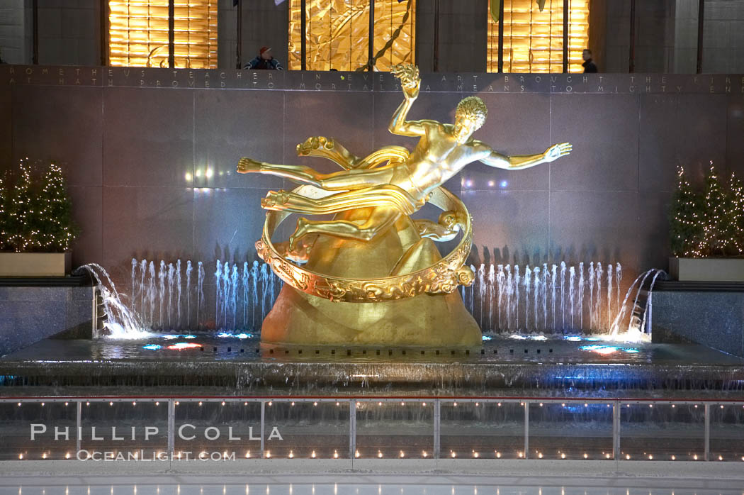 Ice skating at Rockefeller Center, winter. Manhattan, New York City, USA, natural history stock photograph, photo id 11180