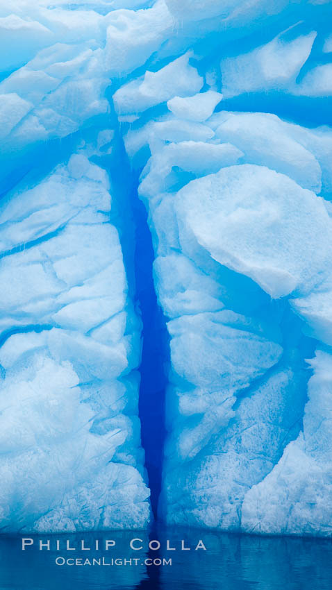 Iceberg detail.  Cracks and melt patterns.  Blue ice. Brown Bluff, Antarctic Peninsula, Antarctica, natural history stock photograph, photo id 24801