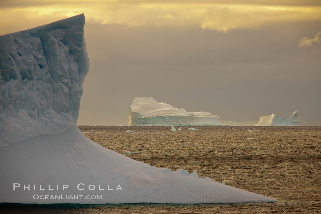Iceberg, ocean, light and clouds.  Light plays over icebergs and the ocean near Coronation Island. South Orkney Islands, Southern Ocean, natural history stock photograph, photo id 24855