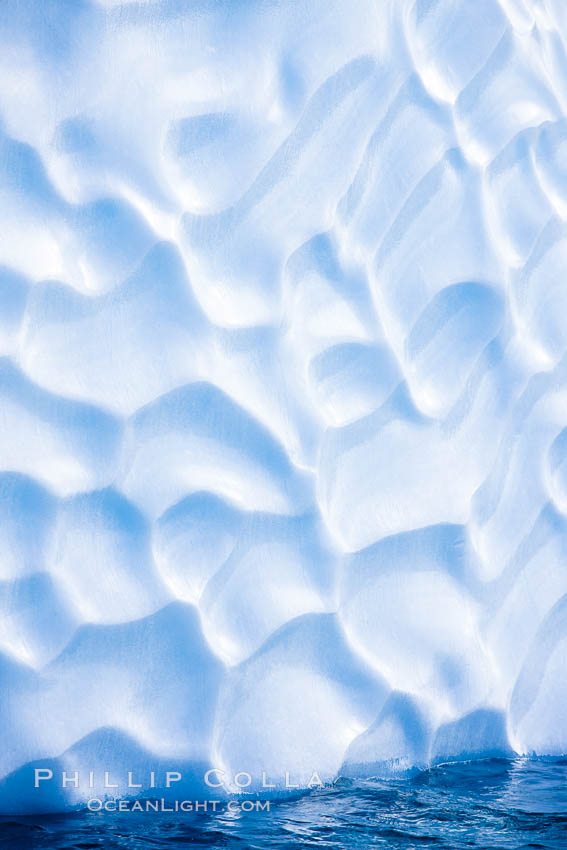 Iceberg detail, scalloping created by melting ice while underwater, Antarctica. Paulet Island, Antarctic Peninsula, natural history stock photograph, photo id 26364