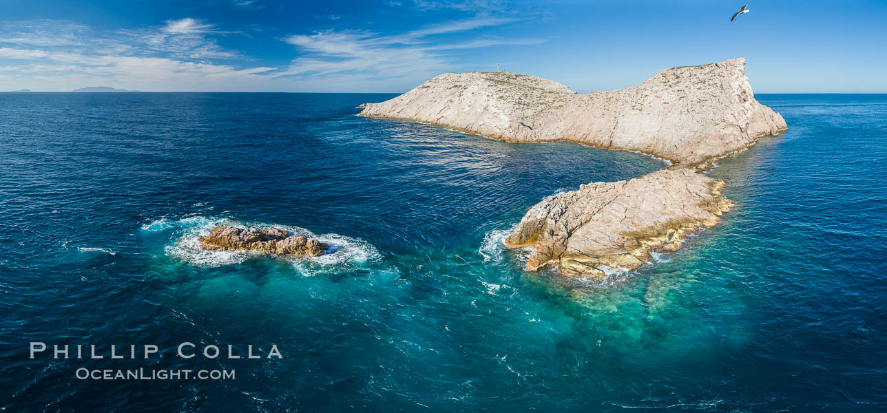 Isla Las Animas, panoramic aerial photo, Sea of Cortez. Baja California, Mexico, natural history stock photograph, photo id 33678