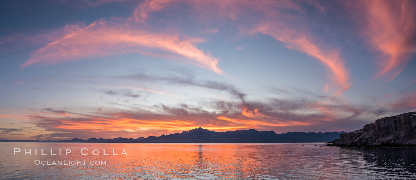 Isla San Francisquito, Sunset, Panorama. Baja California, Mexico, natural history stock photograph, photo id 32417