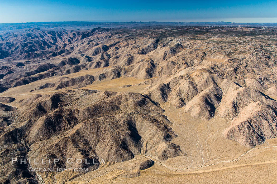 Jacumba Mountains and In-Ko-Pah Mountains, east of San Diego, showing erosion as the mountain range ends and meets desert habitat. California, USA, natural history stock photograph, photo id 27934