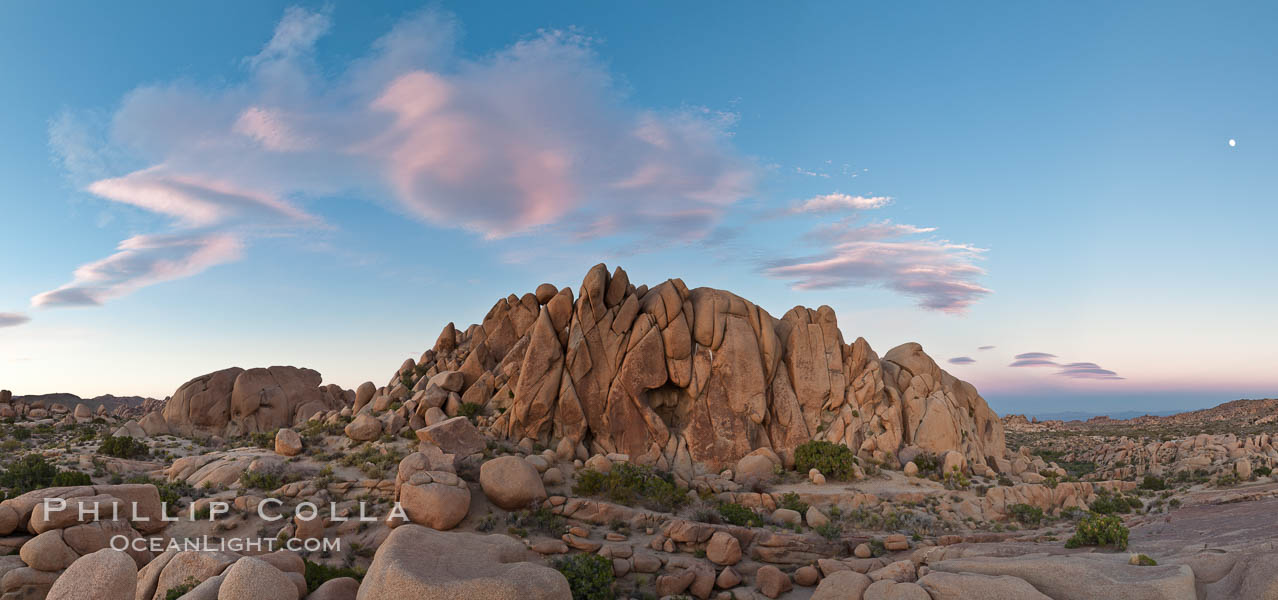 Sunset and boulders, Joshua Tree National Park.  Sunset lights the giant boulders and rock formations near Jumbo Rocks in Joshua Tree N.P. California, USA, natural history stock photograph, photo id 26734