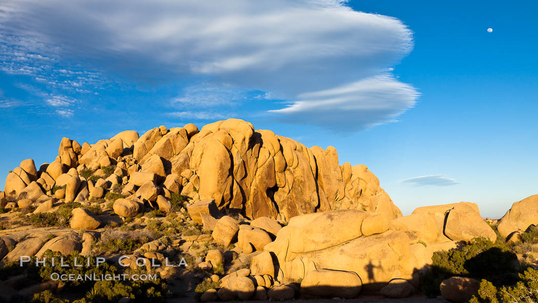 Sunset and boulders, Joshua Tree National Park.  Sunset lights the giant boulders and rock formations near Jumbo Rocks in Joshua Tree N.P. California, USA, natural history stock photograph, photo id 26741